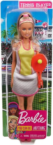 Barbie- Carriere Bambola Tennista Bionda Con Racchetta Da Tennis E Pallina