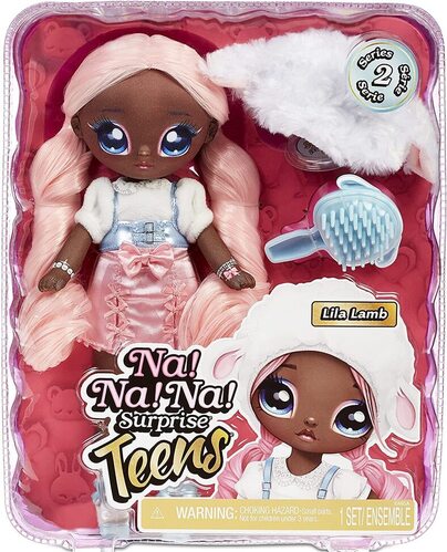 Na Na Na Surprise Teens Bambole alla moda da collezionare - Bambola dai capelli rosa in tessuto morbido di 27,94 cm, ispirata a una pecorella - Lila Lamb