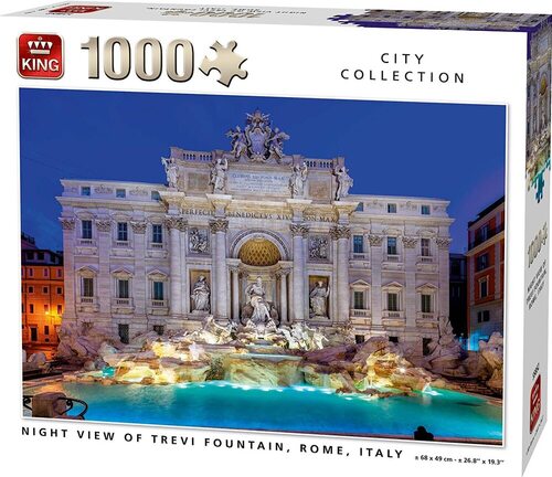 King 55852 night view of trevi fontana roma puzzle 1000 pezzi, a colori