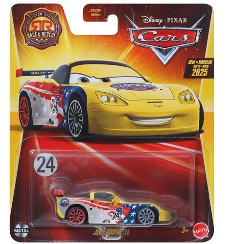 Disney Cars Mattel 2025 - Molle di raffreddamento in pressofusione, scala 1:55, Race & Rescue Jeff Gorvette