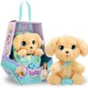 BABY PAWS Labrador, Cucciolo di Peluche Interattivo con Suoni che Apre e Chiude gli Occhi e include una Borsa-Copertina, Giocattolo Regalo per Bambini dai 3 Anni in su