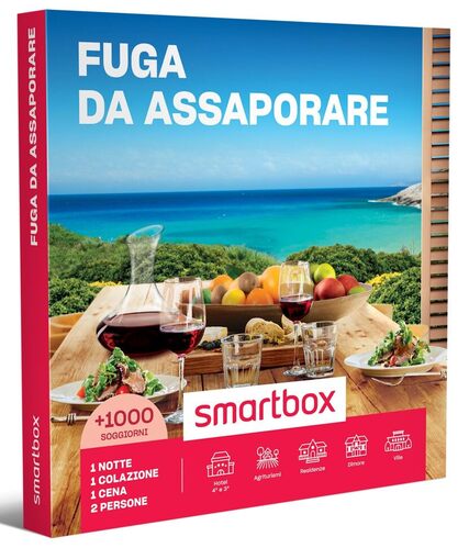 Smartbox - Cofanetto Regalo per Uomo o Donna - Fuga da assaporare - Idee Regalo Originale - 1 Notte con Colazione e Cena per 2 Persone