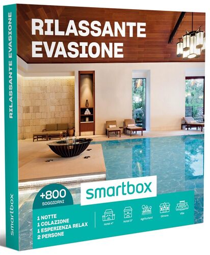 Smartbox - Cofanetto Regalo per Uomo o Donna - Rilassante evasione - Idee Regalo Originale - 1 Notte con Colazione e 1 Esperienza di Relax per 2 Persone