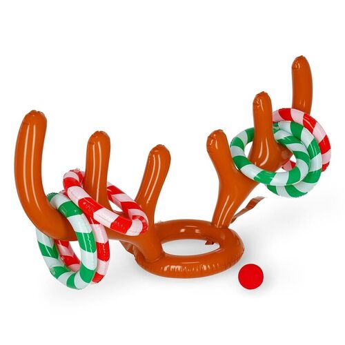 Legami - Lancio Degli Anelli Gonfiabile Oh My Deer. Corna Da Renna Gonfiabili. 6 Anelli Gonfiabili. 1 Naso Rosso Da Renna. Attività Divertente. Diametro 24 Cm