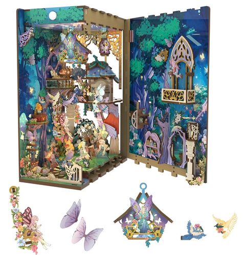 Tonecheer x BRITISH LIBRARY Kit fai-da-te, Sogno di una Notte di Mezza Estate, Puzzle in Legno 3D di Shakespeare per Adulti, Miniatura per Libreria con luci LED, Regali Unici