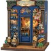 Fsolis Book Nook Kit DIY in Legno– Casa delle Bambole Miniature 3D per Decorare Librerie, Regalo Creativo per Adulti(Journey Trace Bookshop)