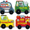 Brum brum: Il trattore di Teddy-L'autopompa di Freddy-L'auto della polizia di Foxy-L'escavatore di Danny (4 titoli sfusi). Ediz. a colori