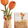 rowood Puzzle 3D Tulipano, fiore fai da te in legno, kit di modellismo per fiori artificiali, da assemblare, per adulti, migliore decorazione per la casa e per San Valentino