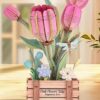 Set di puzzle 3D, fiore fai da te, in legno, per fiori artificiali, da assemblare, per adulti, la migliore decorazione per la casa e il set regalo di San Valentino (Tulip)