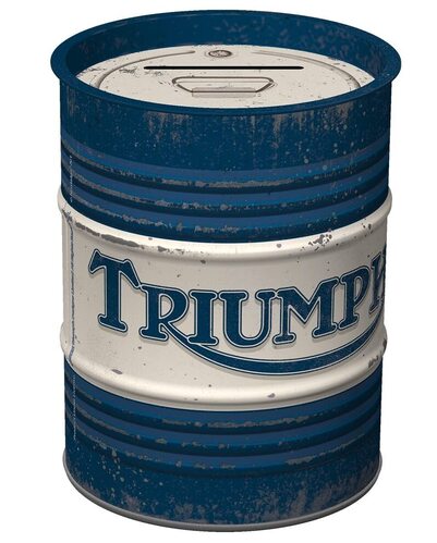 Nostalgic-Art Salvadanai retrò, Triumph - Oil Barrel – Idea regalo per accessori per moto, Salvadanaio in metallo, Scatola dei soldi lamiera, 600 ml