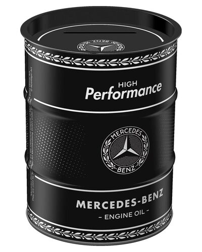 Nostalgic-Art Salvadanai retrò, 600 ml, Mercedes-Benz – Oil – Idee regalo per amanti degli accessori Mercedes-Benz, salvadanaio in metallo, salvadanaio vintage