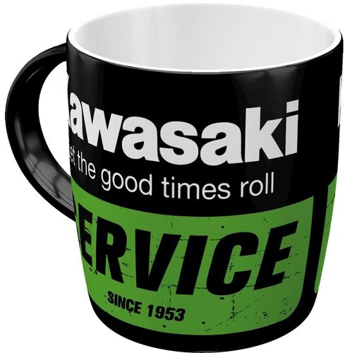 Nostalgic-Art Tazza da caffè, 330 ml, Kawasaki – Service – Idee regalo per biker, tazza in ceramica, design vintage