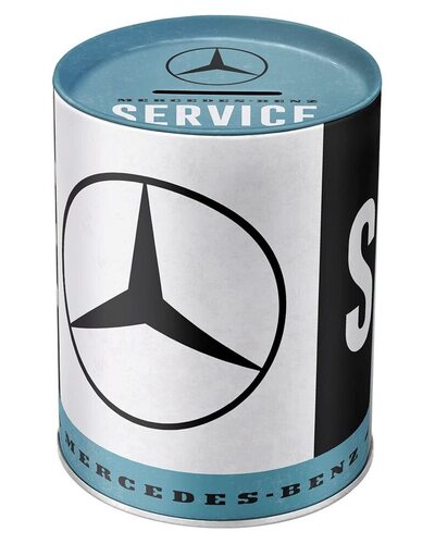 Nostalgic-Art Salvadanai retrò, Mercedes-Benz – Service – Idea regalo per amanti di auto, Salvadanaio in metallo, Scatola dei soldi lamiera, 1 l