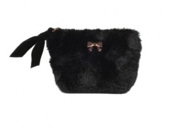 Porta Monete Nero Con Fiocchetto Rosa