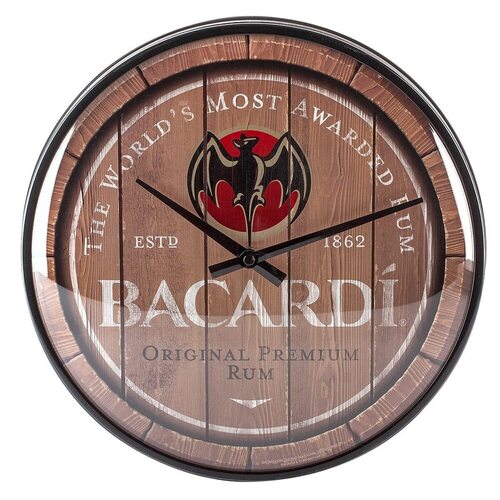 Nostalgic-Art Orologio da parete, Bacardi – Logo – Idea regalo per gli amanti del rum, Grande decorazione per la cucina, Design vintage, Ø 31 cm