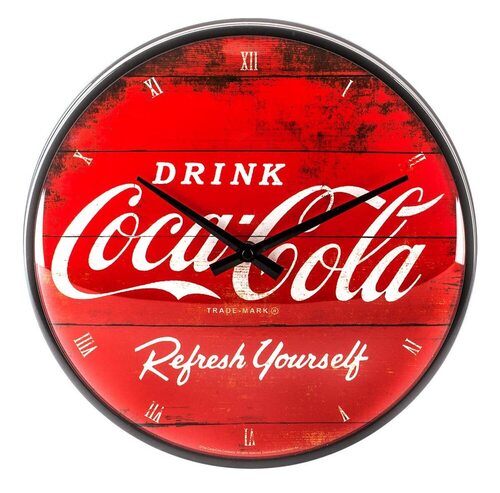 Nostalgic-Art 51074 - Orologio da Parete con Logo Coca-Cola Refresh Yourself, 31 cm, Rosso, metallo