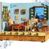 Tonecheer DIY Miniatura La Camera di Vincent Kit Mini Casa per Adulti da Costruire, Puzzle 3D in Legno con Effetti Sonori, Decorazione per Libreria, Regalo di Compleanno Natale per Donne e Uomini