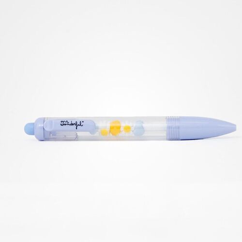 Mr. Wonderful Penna Trasparente Lazy Pulcino con Decorazione Interna 3D – Inchiostro Blu