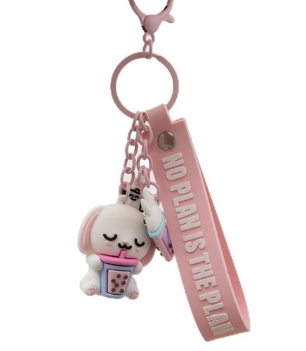 Mr. Wonderful - Portachiavi Lazy coniglietto con ciondoli – No Plan Is the Plan – Portachiavi in gomma e metallo con messaggio – Accessorio originale