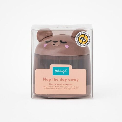 Mr. Wonderful Temperamatite Elettrico Lazy Orsetto – Con Contenitore – Cartoleria Creativa