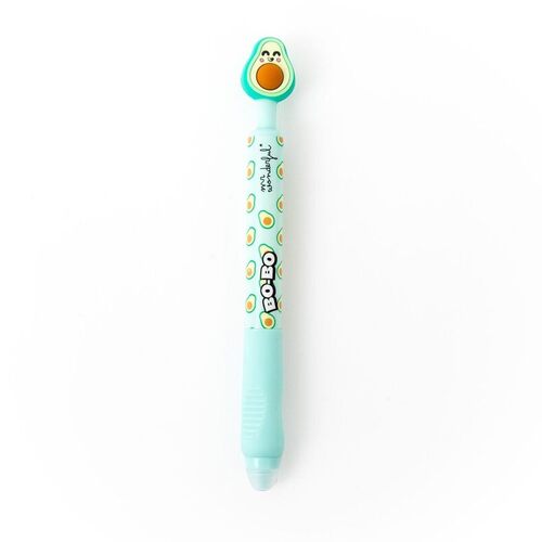 Mr. Wonderful – Penna Cancellabile Bo-Bo Click! “Avocado” – Gomma sulla Punta e Presa Ergonomica – Inchiostro Blu