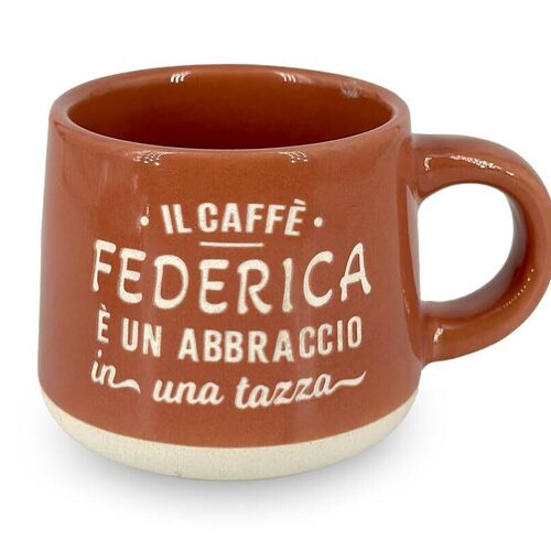 CLEARCO Tazzina da caffè personalizzata con piattino e scatola - Federica