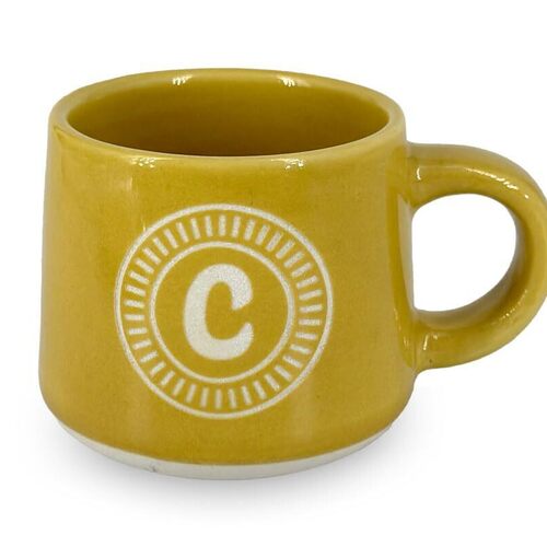 CLEARCO Tazzina da caffè personalizzata con piattino e scatola - Lettera C