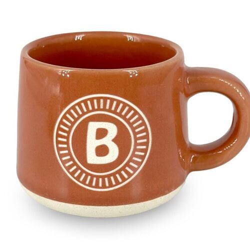 CLEARCO Tazzina da caffè personalizzata con piattino e scatola - Lettera B