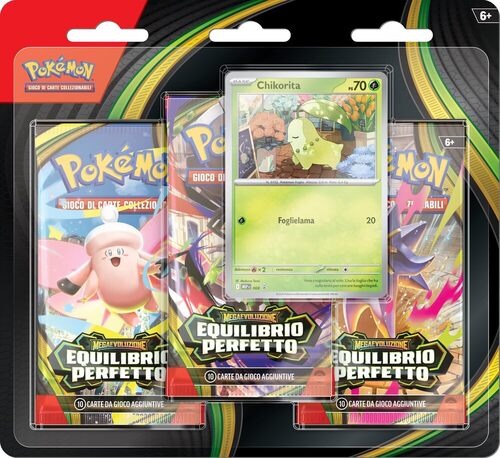 Pokémon: confezione da tre buste dell’espansione Megaevoluzione - Equilibrio Perfetto del GCC Pokémon (una carta promozionale olografica e tre buste di espansione), Edizione in Italiano