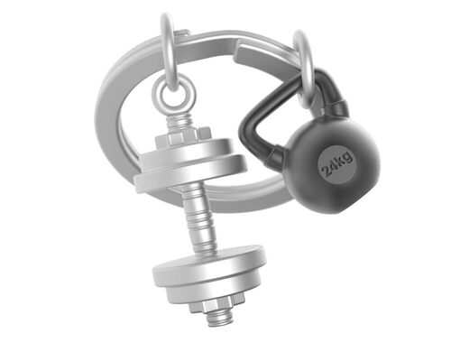 METALMORPHOSE - Portachiavi in metallo 3D per sollevamento pesi, passione sportiva, regalo da uomo, regalo da donna, argento, taglia unica, Moderno