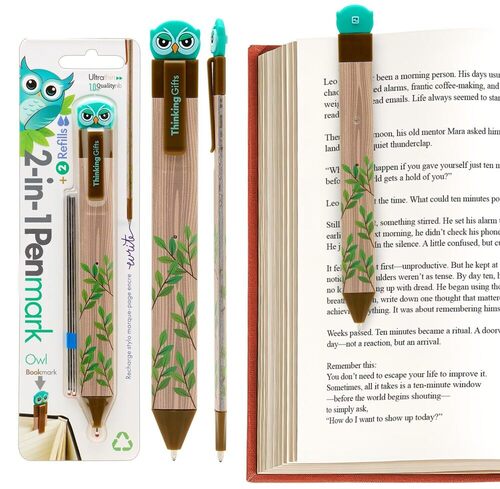 Gifts for Readers & Writers Segnalibro a penna con gufo, con ricariche, 6 pezzi