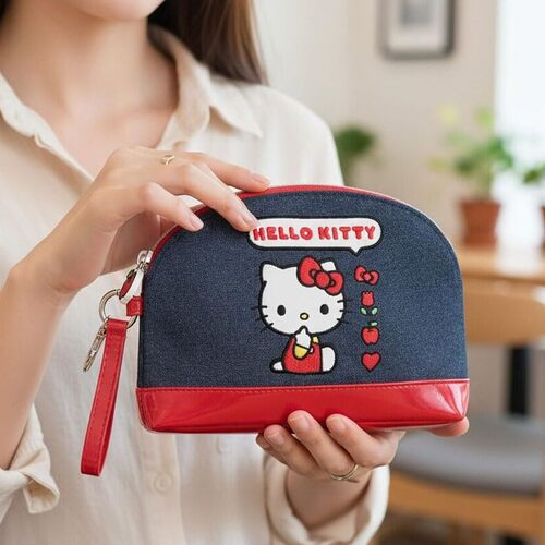 HELLO KITTY - Pochette Ufficiale Hello Kitty, Pochette con Manico Piatto Staccabile e Gancio Aggiuntivo, Idea Regalo Bambine e Ragazze, 18,5x14hx4,5 cm