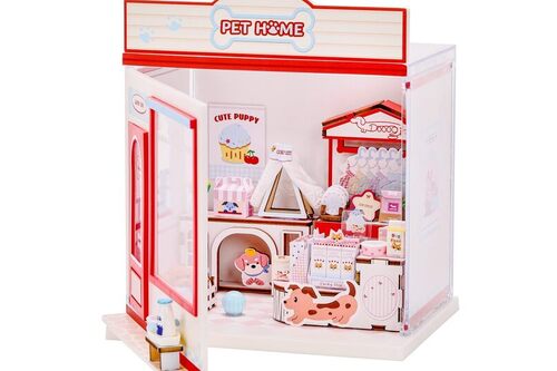 I-TOTAL® - Mini Shop Kit di Montaggio Fai da Te – Modellino Creativo 3D da Costruire, Decorazione per Casa e Scrivania, Hobby Creativo (MINI WORLD) (PET HOME)