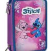 Seven Astuccio Lilo & Stitch 3 Zip, Triplo Scomparto, Completo di Matite, Pennarelli, Colori, Accessori Zaino, Elementari, Medie, Superiori, Blue Deep, Bambine e Ragazze, rosa