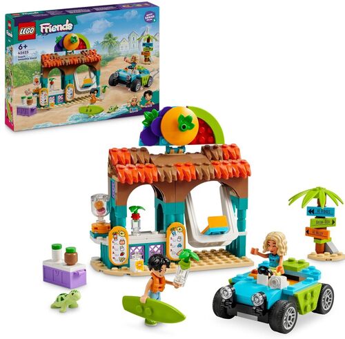 LEGO Friends Bancarella dei Frullati sulla Spiaggia, Giochi Educativi per Bambine e Bambini da 6 Anni con 2 Mini Bamboline, una Tartaruga un Buggy da Costruire e Cibo Giocattolo, Idea Regalo 42625