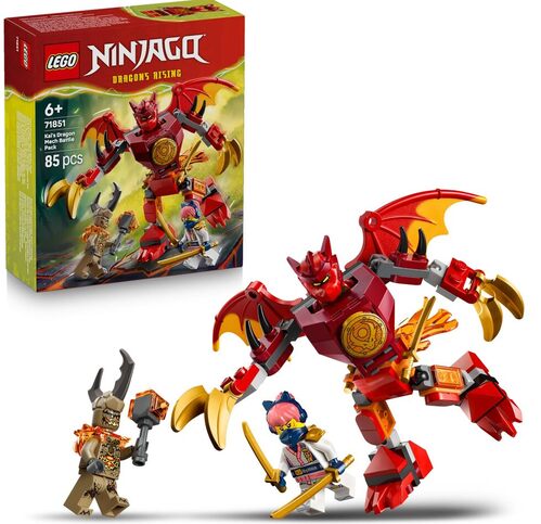 LEGO NINJAGO Battle Pack Mech Drago di Kai - Action Figure Giocattolo con 3 Minifigure e Katana Ninja - Idea Regalo di Compleanno per Bambini e Fan da 6 Anni in su - 71851