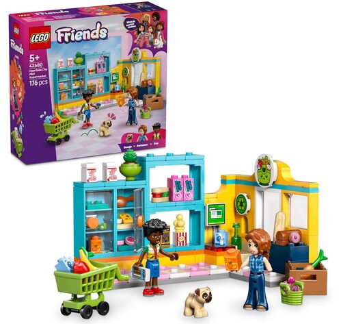 LEGO Friends Minimarket di Heartlake City - Negozio Giocattolo con 2 Mini Bamboline, Cane, Registratore di Cassa, Accessori e Cibo - Regalo di Compleanno per Bambine da 5 Anni in su - 42680