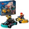 LEGO City Go-Kart e Piloti, Modellini da Costruire di Mini Go Kart da Corsa con 2 Minifigure di Piloti, Veicoli Giocattolo per Bambini e Bambine da 5 Anni in su, Regalo Divertente 60400