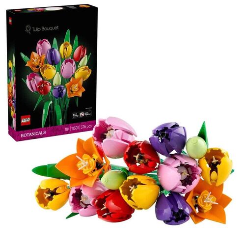 LEGO Botanicals Bouquet di Tulipani - Set di Fiori Finti da Costruire per Adulti - 14 Tulipani Artificiali in 5 Colori - Decorazione per la Tavola e la Casa - Idea Regalo Fai da Te per Donne - 11501