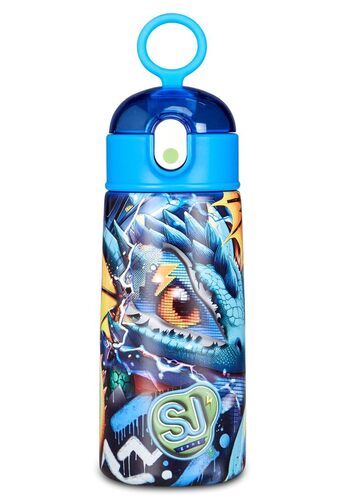 SJ GANG STYLE JAM GANG Borraccia termica, Multicolore, 460 ml, Acciaio Inox, Bpa free, Tenuta stagna, Mantenimento temperatura caldo 12h reddo 24h, Riutilizzabile, Bambino, Ragazzo, Scuola, Sport