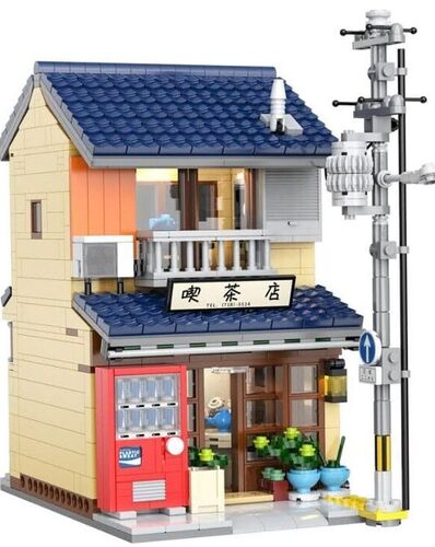 CaDA Costruzioni Negozio di Tè Giapponese, Kit Modellino Machiya con Luci USB, 1200 Pezzi, Serie Negozi Giapponesi
