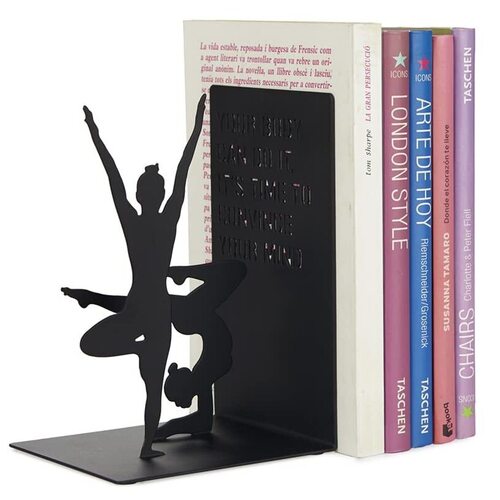 Balvi Fermalibri Yoga Colore Nero Ferma libri da scaffale e libreria a forma di posizione yoga Metall