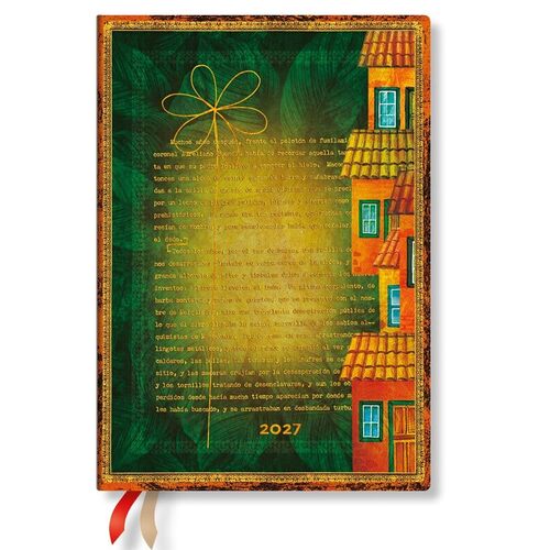 Paperblanks | 2027 Garcia Marquez, Cent'anni di Solitudine | Collezione Preziosi Manoscritti | 12 Mesi Flexis | Midi | Orizzontale | Chiusura con Fascia Elastica | 176 Pg | 100 GSM