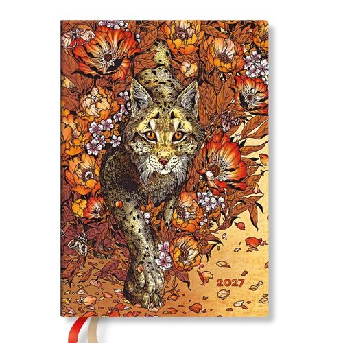 Paperblanks | 2027 Lince Maestosa | Erica Williams Art | 12 Mesi Flexis | Midi | Orizzontale | Chiusura con Fascia Elastica | 176 Pg | 100 GSM