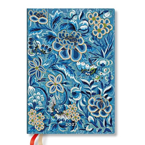 Paperblanks | 2027 Salice Blu | Celebrazione dell'Hanfu | 12 Mesi Flexis | Midi | Orizzontale | Chiusura con Fascia Elastica | 176 Pg | 100 GSM