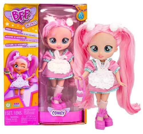 BFF BY CRY BABIES Coney - Collezionabile Bambola Fashion con lunghi Capelli, vestiti in tessuto e 9 accessori