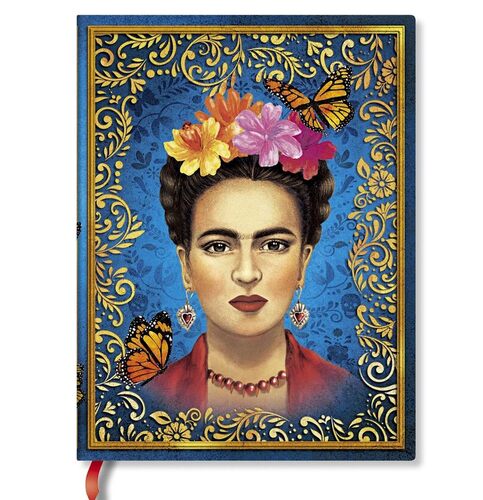 Paperblanks | Ritratto Colorato | Viva Frida | Diari a copertina rigida | Ultra | Bianco | Chiusura con Fascia Elastica | 144 Pg | 120 GSM