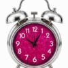 Sveglia da Tavolo Analogica con Doppia Campana, Quadrante Glitter Fucsia, Struttura Cromata