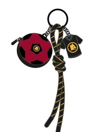 Seven Portamonete Roma a Forma di Pallone con Portachiavi e Chiusura con Zip, in Silicone, Charm in Gomma a Forma di Maglietta con Logo, Cordino Bicolore, Accessorio per Chiavi, Idea Regalo