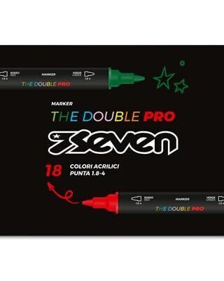 Seven Set 9 Marker Acrilici a Doppia Punta e Doppio Colore, 18 Colori, Pennarelli a Base d'Acqua ad Asciugatura Rapida, Multisuperficie per Disegno, Decorazione e Attività Creative, Bambini, Scuola